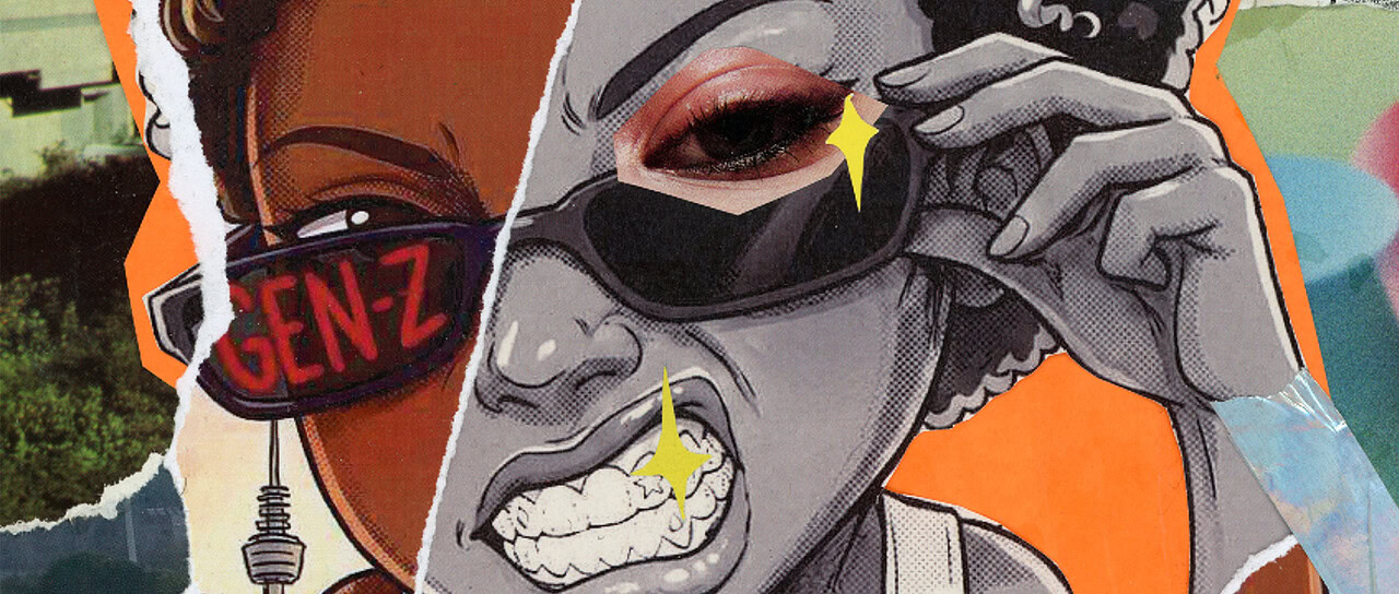 Plakat-Grafik als Collage: Sie zeigt eine junge Frau mit Sonnenbrille - auf den Gläsern steht 
