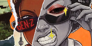 Plakat-Grafik als Collage: Sie zeigt eine junge Frau mit Sonnenbrille - auf den Gläsern steht 