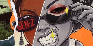 Streetart im StadtPalais mit einer lächelnden Frau und Sonnenbrille.